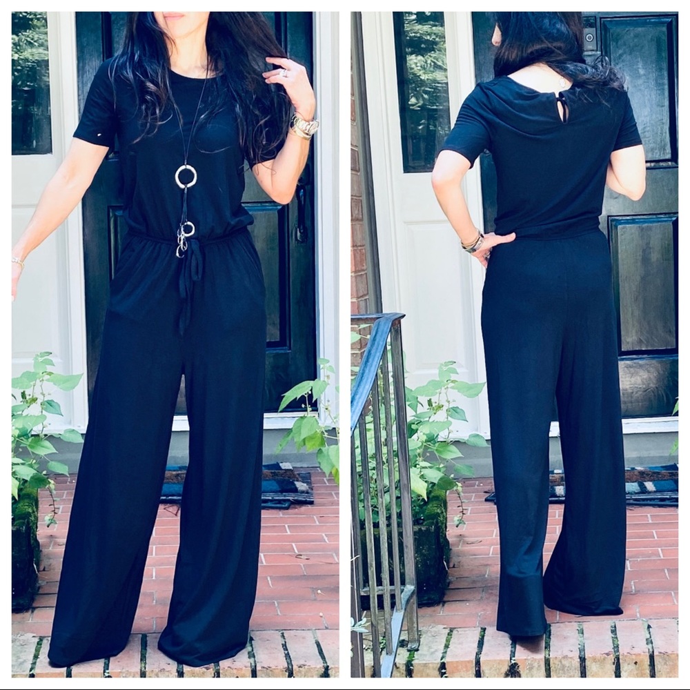 BLACK FABULOUS WIDE LEG SIDE POCKETS JUMPSUIT - Picture 12 of 12
